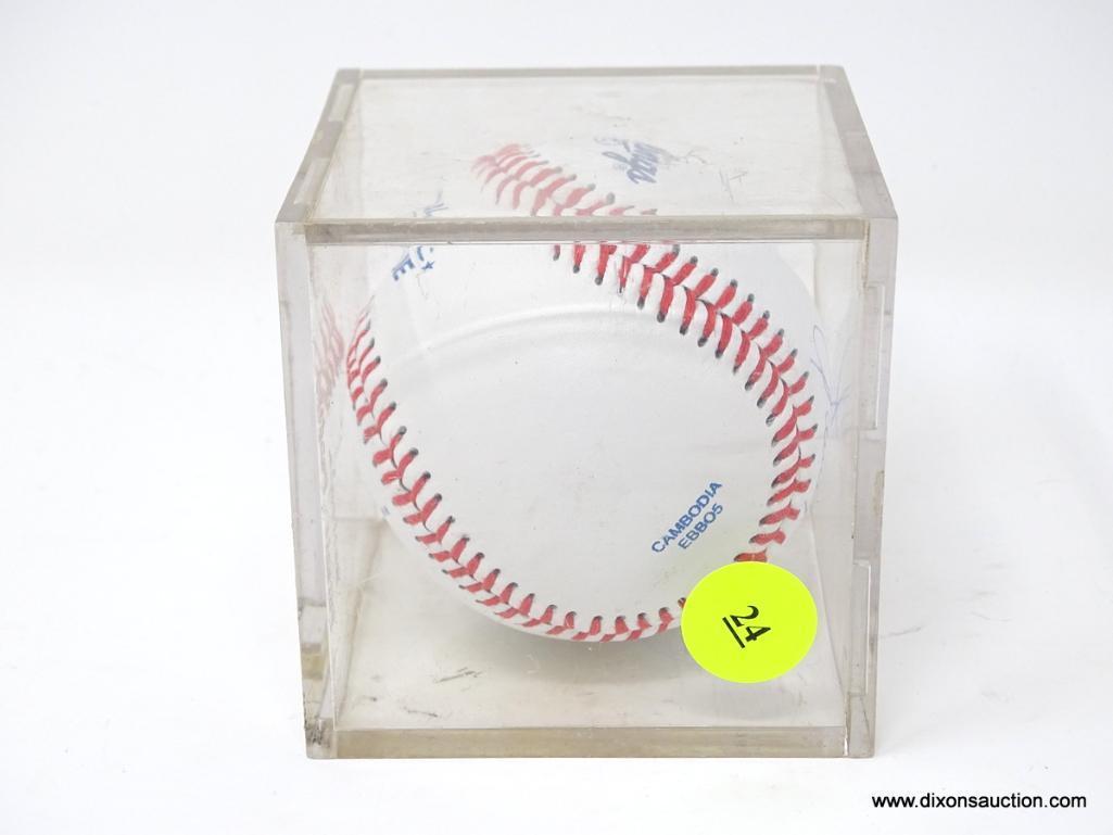 SANDY KOUFAX AUTOGRAPHED BASEBALL IN CLEAR PROTECTIVE CUBE.