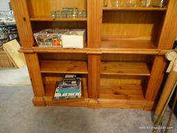 (LR) ARCHING DOUBLE BOOKCASE; MAGNIFICENT KNOTTY LIGHT WOOD FINISH DOUBLE BOOKCASE. TWICE THE