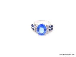 .925 STERLING SILVER AAA TOP QUALITY 4.10 CT FACETED BEAUTIFUL INTENSE SWISS BLUE OVAL MAINSTONE