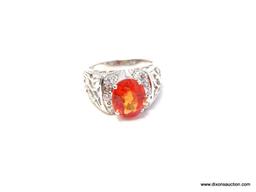 .925 STERLING SILVER AAA TOP QUALITY MAGNIFICENT 6.60 CT DEEP OVAL FACETED CUT ORANGE SAPPHIRE WITH