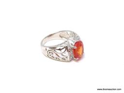 .925 STERLING SILVER AAA TOP QUALITY MAGNIFICENT 6.60 CT DEEP OVAL FACETED CUT ORANGE SAPPHIRE WITH