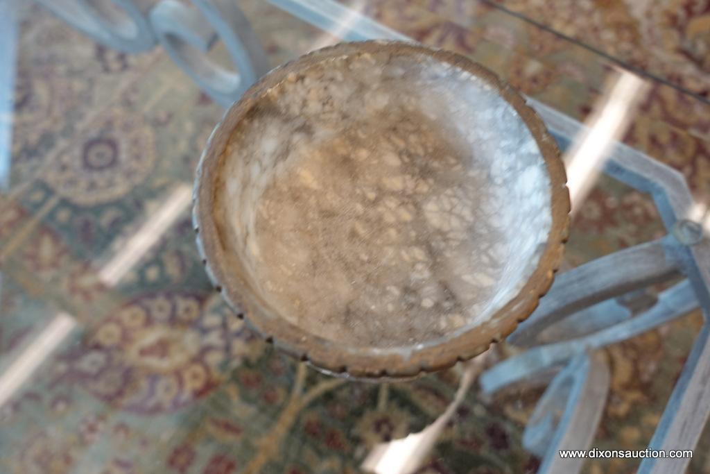 (WIN) HAND-CARVED GREY/TAN/WHITE ALABASTER FOOTED BOWL; ROUND BOWL WITH RIDGED UPPER EDGE, MEASURES