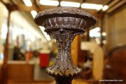 (WIN) TALL PLASTER CANDLE HOLDER; VERY NICE HEAVY PLASTER PILLAR CANDLE HOLDER, SCROLLING LEAF