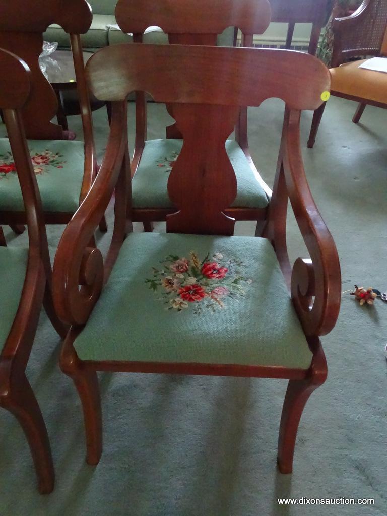 VINTAGE NEEDLEPOINT SEAT DINING CHAIRS