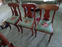 VINTAGE NEEDLEPOINT SEAT DINING CHAIRS