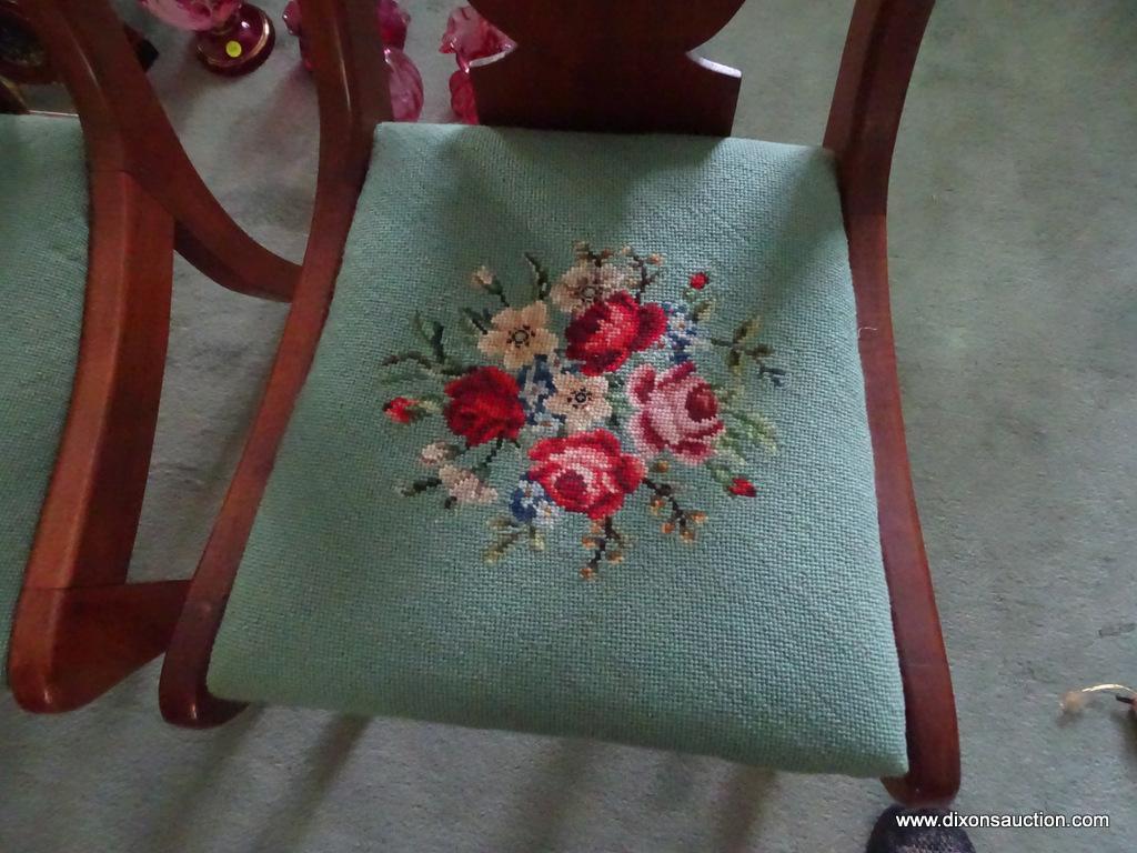 VINTAGE NEEDLEPOINT SEAT DINING CHAIRS