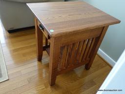 (LR) ONE OF THREE AMISH OAK FURN. CO. PRAIRIE MISSION STYLE END TABLE ( MATCHES #4, 17 AND 21)-ONE