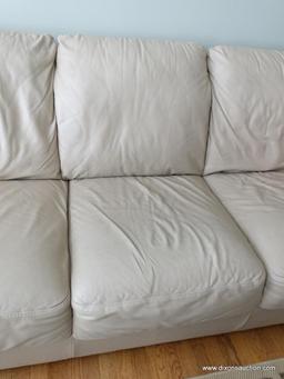 (LR) ITALSOFA LEATHER SOFA IN BEIGE ( MATCHES 19)- EXCELLENT CONDITION- 87"W X 36"L X 34"H (DELIVERY