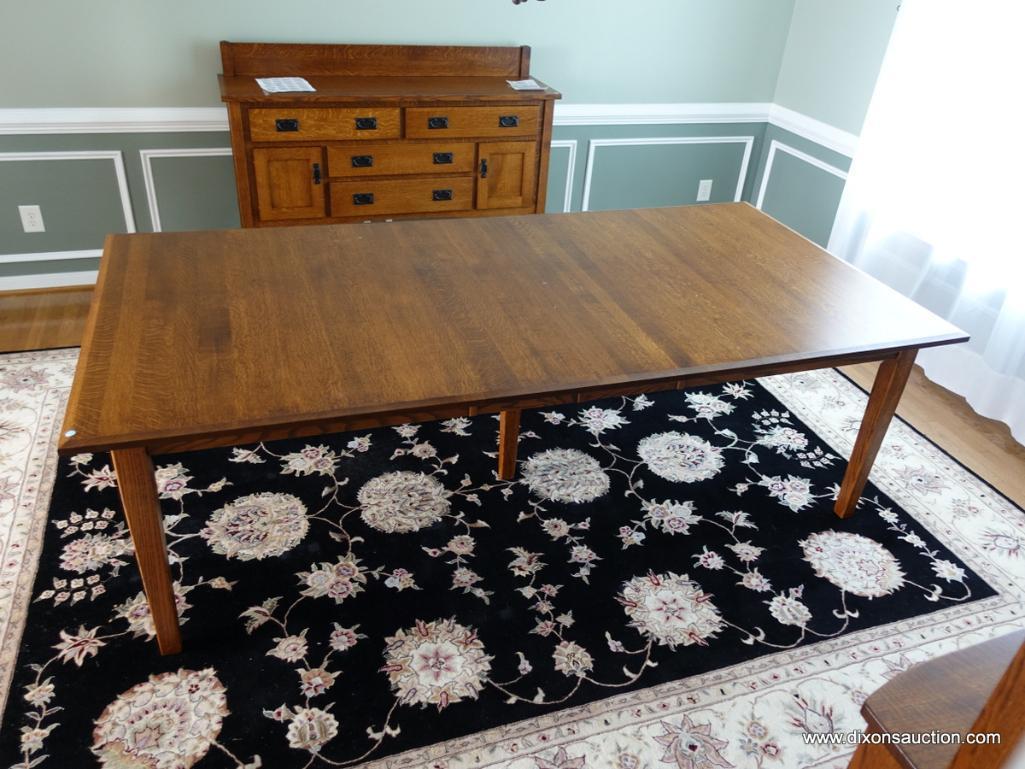 (DR) AMISH ORIGINALS OAK SHAKER DINING TABLE- QUARTER SAWN OAK- 2- 12 " LEAVES-EXCELLENT CONDITION-