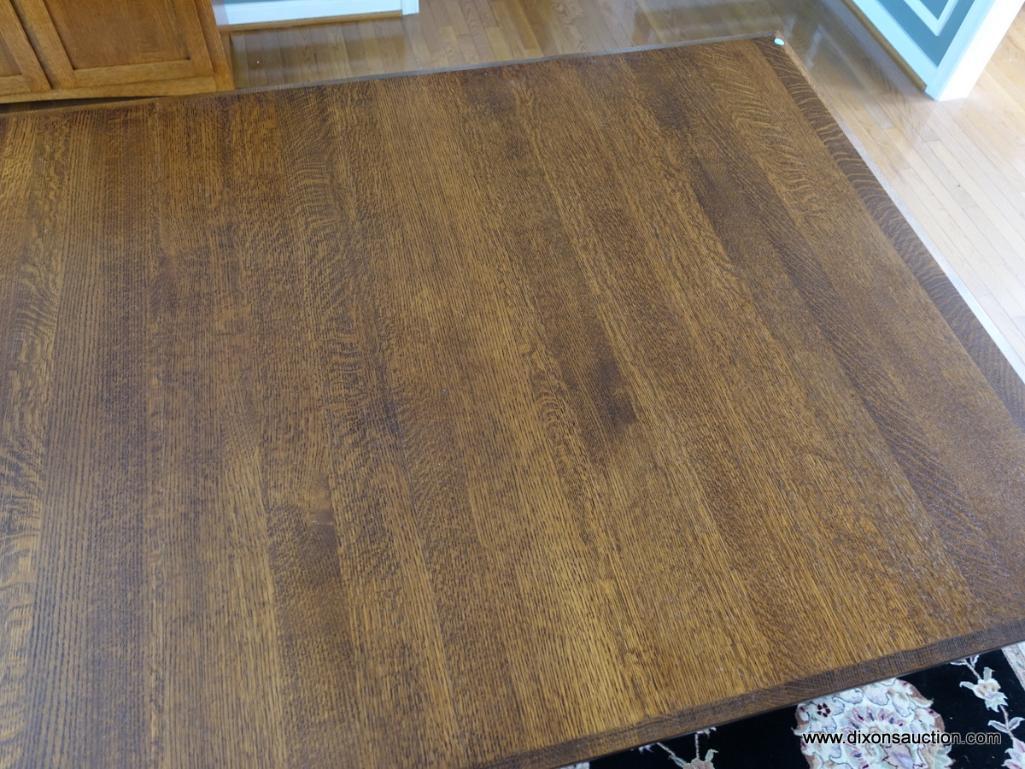 (DR) AMISH ORIGINALS OAK SHAKER DINING TABLE- QUARTER SAWN OAK- 2- 12 " LEAVES-EXCELLENT CONDITION-