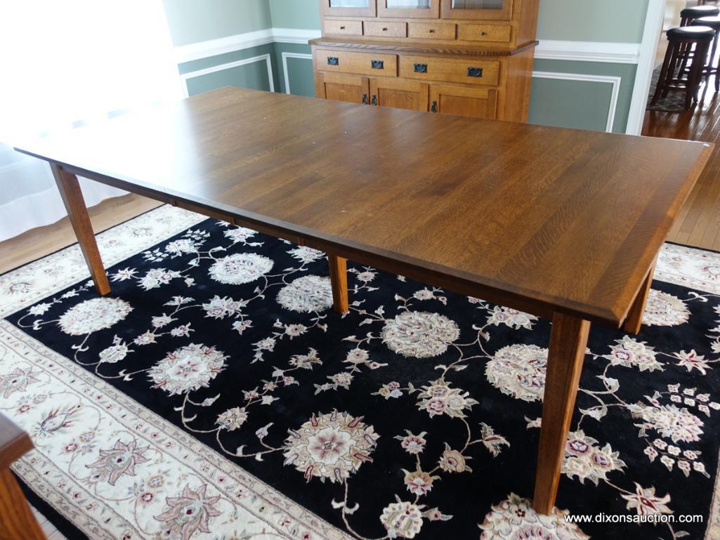 (DR) AMISH ORIGINALS OAK SHAKER DINING TABLE- QUARTER SAWN OAK- 2- 12 " LEAVES-EXCELLENT CONDITION-