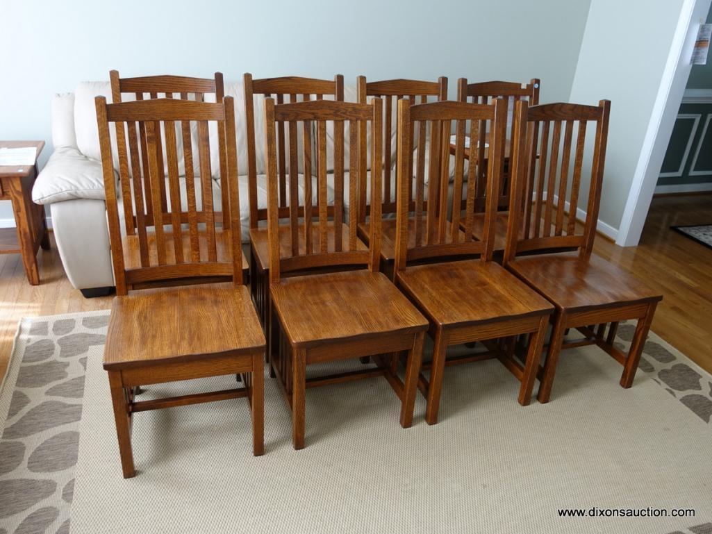 (DR) 8 AMISH ORIGINALS MISSION OAK CRAFTSMAN STYLE CHAIRS- EXCELLENT CONDITION- 18.5"W X 18.5"L X