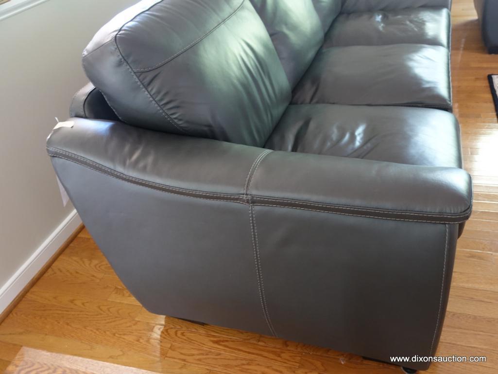 (DEN) ONE OF A PAIR OF LEATHER SOFAS- EXCELLENT CONDITION-88"W X 38"L X35"H- ORIGINAL PRICE-$950