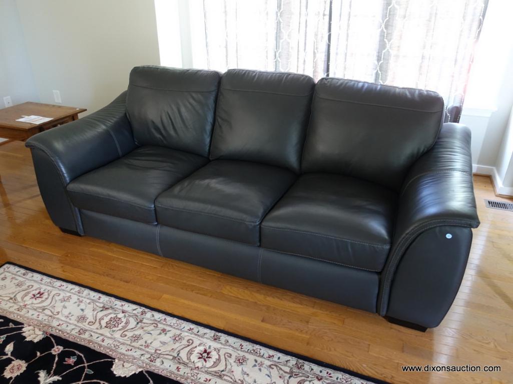 (DEN) ONE OF A PAIR OF LEATHER SOFAS- EXCELLENT CONDITION-88"W X 38"L X35"H- ORIGINAL PRICE-$950