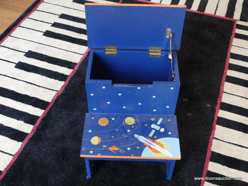 (MUSIC RM) OUTER SPACE PAINTED STEP STOOL- 12"W X 13"L X 13"H