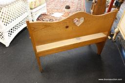 WOODEN HEART CUTOUT CHILD'S BENCH