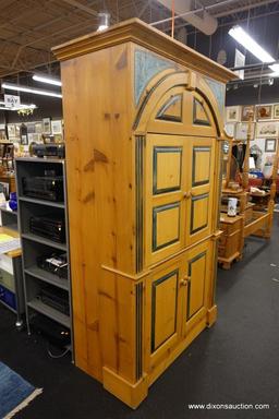 LARGE COUNTRY PAINTED TV ARMOIRE