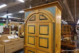 LARGE COUNTRY PAINTED TV ARMOIRE