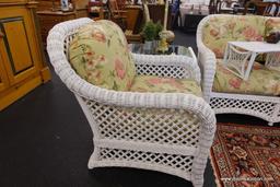 WHITE WICKER ARMCHAIR