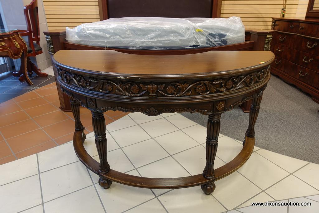 CRESCENT SHAPED MAHOGANY FINISH DESK