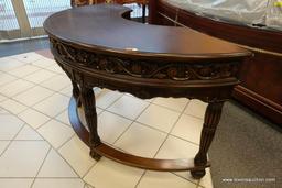 CRESCENT SHAPED MAHOGANY FINISH DESK