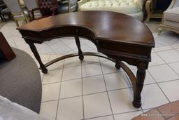 CRESCENT SHAPED MAHOGANY FINISH DESK