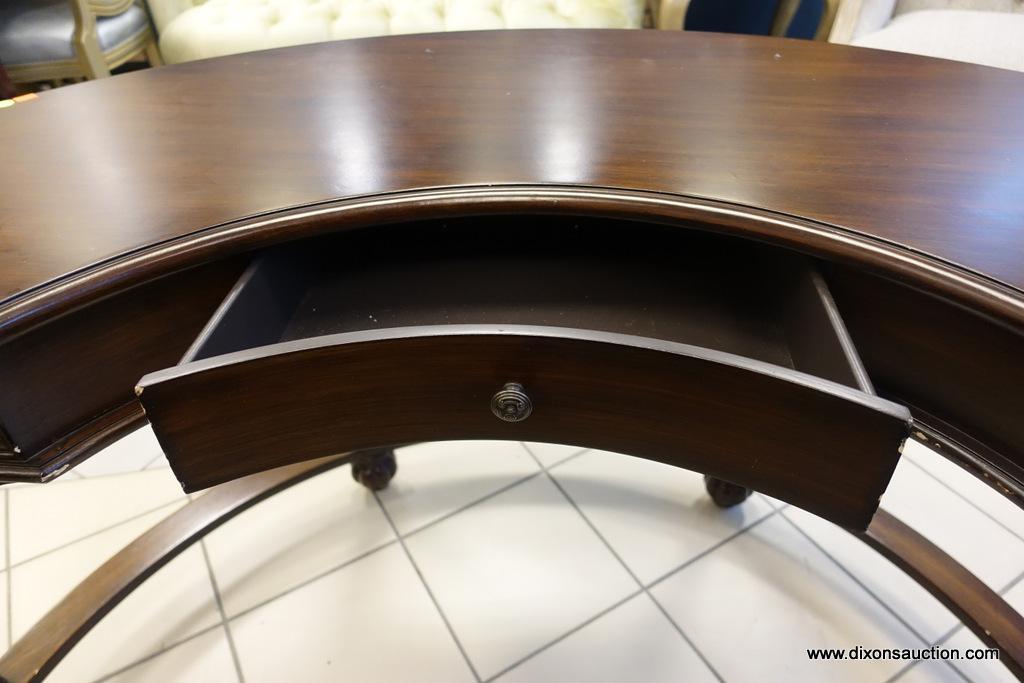 CRESCENT SHAPED MAHOGANY FINISH DESK