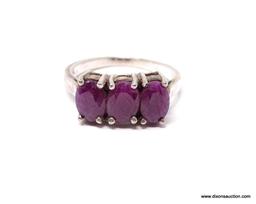 LADIES STERLING SILVER RUBY GEMSTONE RING