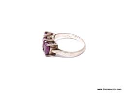 LADIES STERLING SILVER RUBY GEMSTONE RING