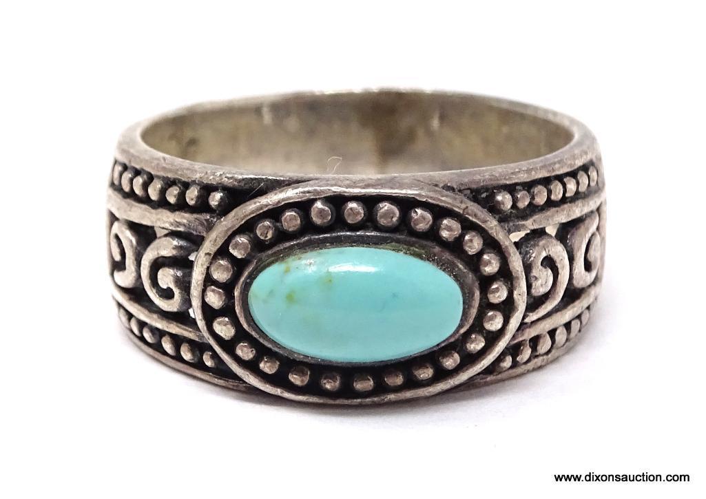 LADIES STERLING SILVER TURQUOISE RING