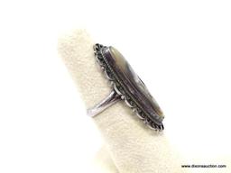 LADIES STERLING SILVER VINTAGE ABALONE GEMSTONE RING