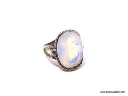 LADIES STERLING SILVER MILKY OPAL GEMSTONE RING