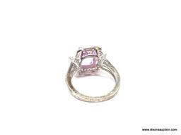 LADIES STERLING SILVER PINK TOPAZ RING