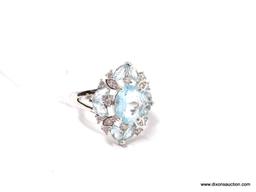 .925 STERLING SILVER BLUE LAKE AQUAMARINE RING SIZE 7