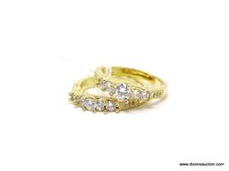 3.70CT ROUND CUT WHITE SAPPHIRE .925 STERLING SILVER WITH GOLD OVERLAY ENGAGEMENT/WEDDING SET. SIZE
