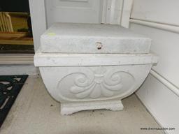 (FRONT) PAIR OF CEMENT PLANTERS