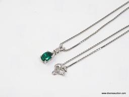 .925 LADIES NECKLACE AND EMERALD PENDANT