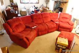 (BAS) RED MICROFIBER THEATER-STYLE SECTIONAL