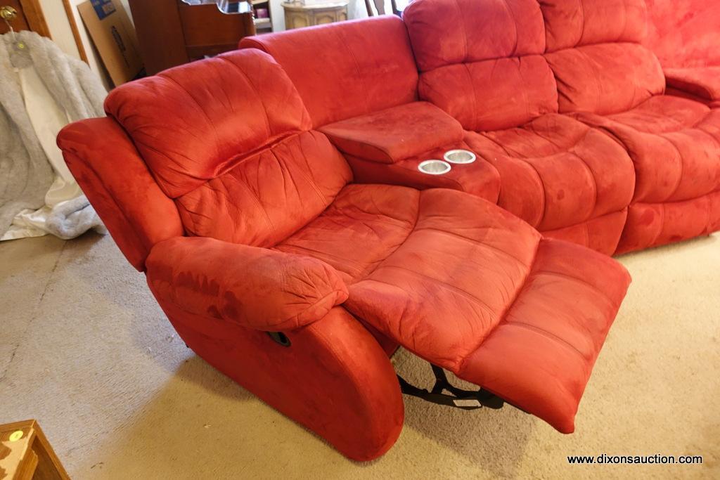 (BAS) RED MICROFIBER THEATER-STYLE SECTIONAL