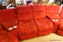 (BAS) RED MICROFIBER THEATER-STYLE SECTIONAL
