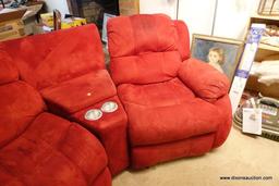 (BAS) RED MICROFIBER THEATER-STYLE SECTIONAL