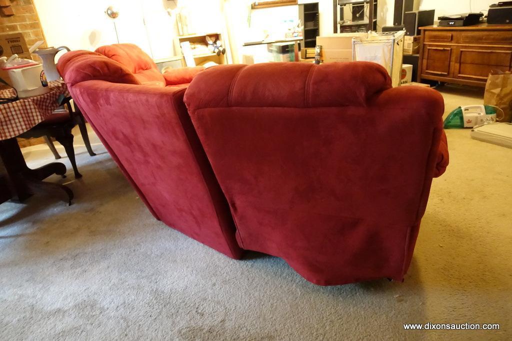 (BAS) RED MICROFIBER THEATER-STYLE SECTIONAL