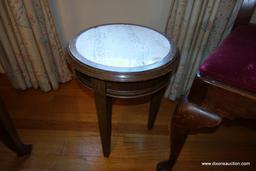 (DIN) ROUND MARBLE TOP PLANT STAND