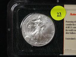 2001 SILVER AMERICAN EAGLE, UNCIRCULATED