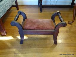 (LR) ANTIQUE MAHOGANY FOOTSTOOL- 19"W X 10"L X 11"H