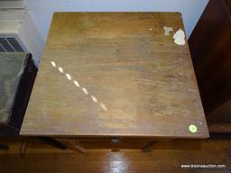 (LR) VINTAGE HANDMADE MIXED WOOD TABLE- CHERRY LEGS AND OAK TOP, SIDES AND FRONT- HAS BEEN STRIPPED