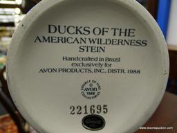 VINTAGE BEER STEIN; "DUCKS OF THE AMERICAN WILDERNESS". HANDCRAFTED BY CERAMARTE IN BRAZIL