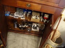 (DINING RM) 18TH/19TH CEN. CHERRY CORNER CABINET- 2 8 PANED DOORS WITH ORIGINAL WAVY GLASS- PEGGED