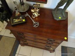 (ENTRANCE WAY) PA HOUSE CHERRY MINIATURE BACHELOR'S CHEST- CHIPPENDALE BRASS PULLS-EXCELLENT