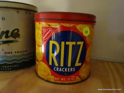 (KIT) 2 ANTIQUE CRACKER ADVERTISING TINS- RITZ- 6.5"H AND MARYLAND CRACKERS BY MARYLAND BISCUIT CO.-
